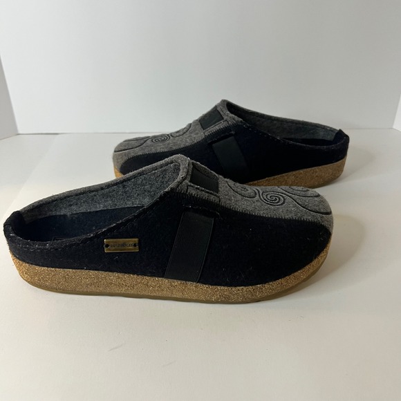 Womens Haflinger Magic Felted Wool Cork Clogs Gray Black Swirl Design 40EU 9US - Picture 2 of 8